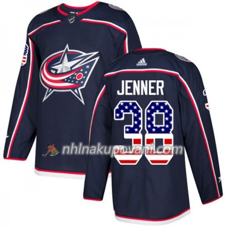 Blue Jackets Dresy Boone Jenner 38 2017-2018 USA Flag Fashion Modrá Adidas Authentic - Pánské